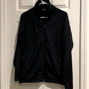 Black zip up jacket, athletic, sporty, pockets
